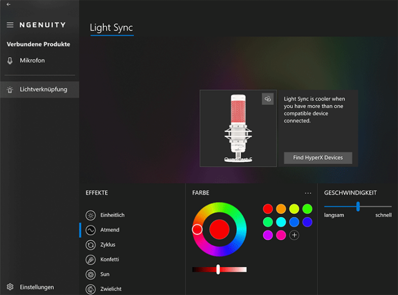 Software HyperX NGENUITY  - Farbänderungen