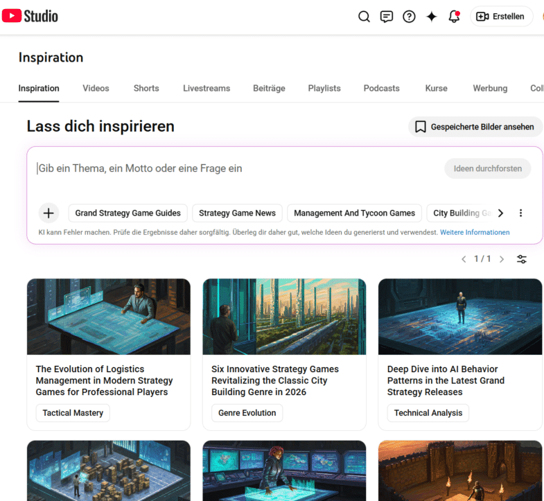 Video Inspiration von YouTube