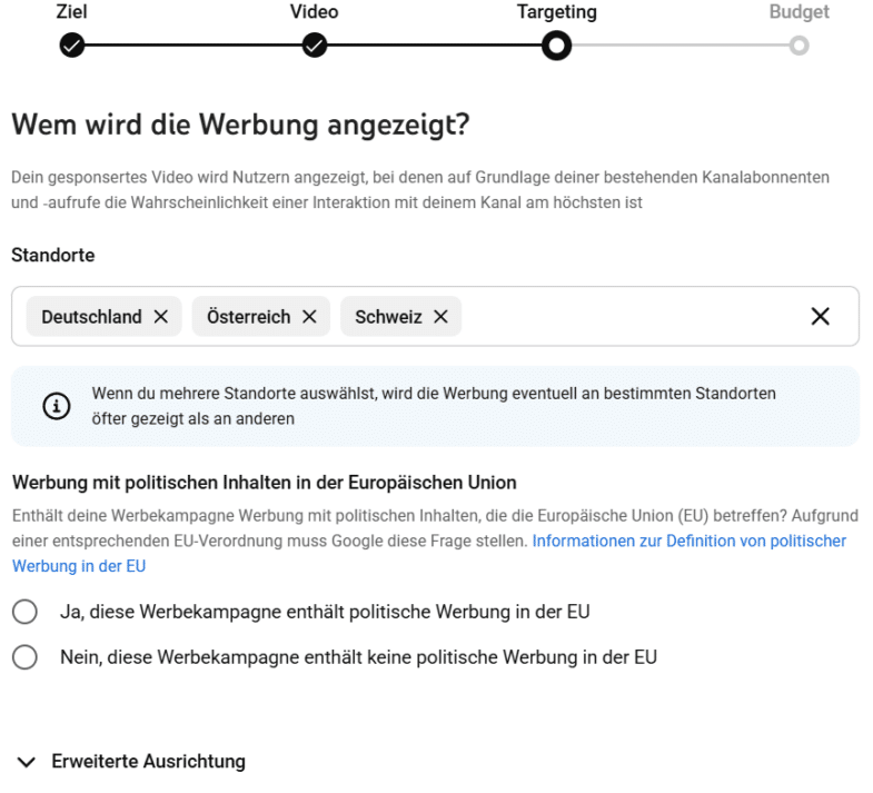 Zielgruppe für YouTube Werbung