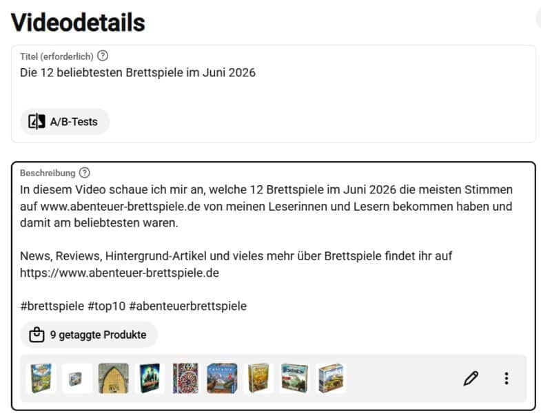getaggte Produkte in YouTube Video