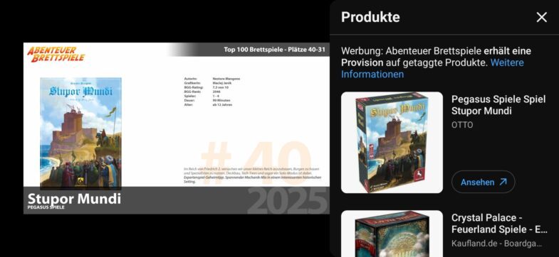 getaggte Produkte in YouTube Videos auf dem Smartphone