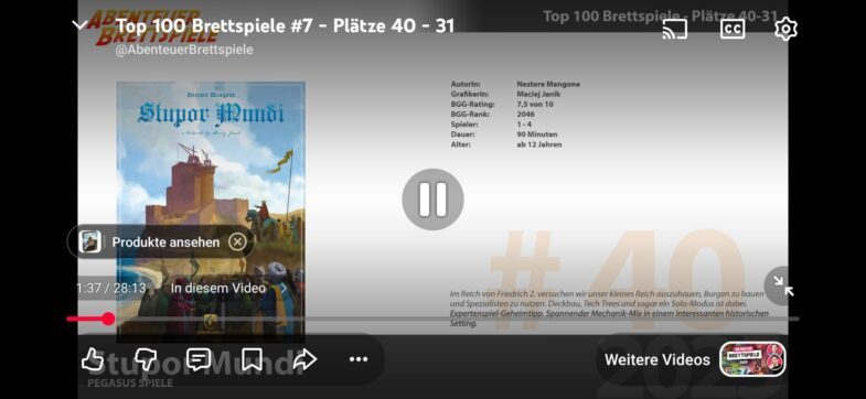 getaggte Produkte in YouTube Videos auf dem Smartphone