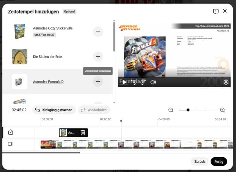 getaggte Produkte in Youtube in die Timeline einfügen